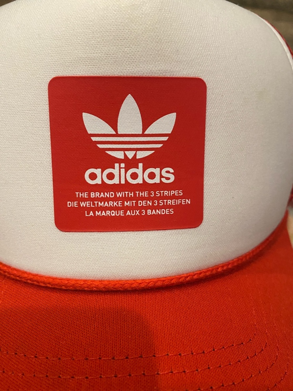 adidas Men's Trucker Hat Red White Adjustable Mesh Back Casual One Size - Picture 9 of 9